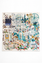 Foulard Escapade Romantique bleu 70x70