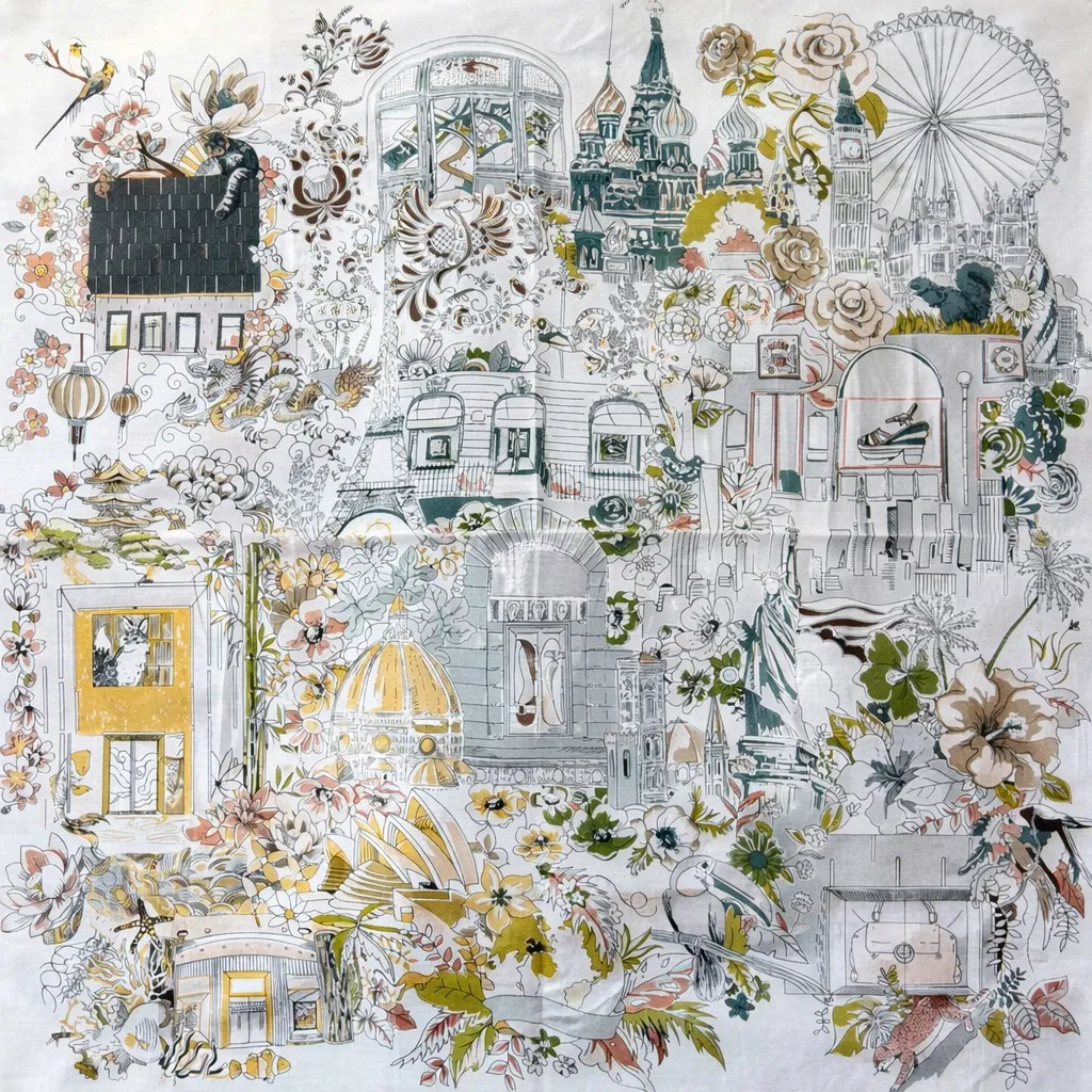 Foulard Escapade Romantique gris 70x70